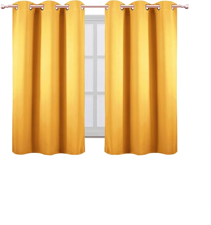 Yellow Blackout Curtains 42 x 54 Inch Length Set of 2 Panels Grommet Bedroom Curtains for Living Room