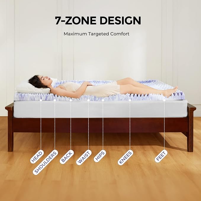 Dreamsmith Queen Mattress Topper, 4 Inch 7-Zone Memory Foam Mattress Topper, Gel Infused Foam Mattress Topper for Pressure Relief, Made with CertiPUR-US® Certified Foam, Oeko-Tex Certified