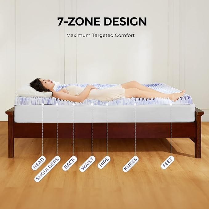 Dreamsmith King Mattress Topper, 3 Inch 7-Zone Memory Foam Mattress Topper Pressure Relief Soft Mattress Topper, Made with CertiPUR-US® Certified Foam, Oeko-Tex Certified