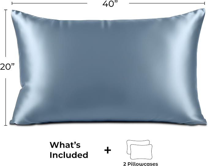 Satin Pillowcase 2 Pack - King Size (20"x40", SkyBlue) - Silky Pillow Cases for Hair and Skin - Satin Pillow Covers with Envelope Closure - Extra Soft Premium Microfiber