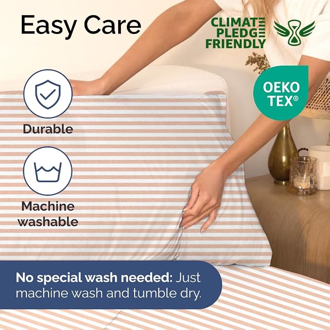 Twin Size 3 Piece Sheet Set - Ultra Soft & Cooling Sheets - Blush Stripes 1 | Fits 8 Inch to 16 inch Mattress, Wrinkle Free & Fade Resistant with Deep Pockets, Breathable, Comfy Hotel Luxury Bedding