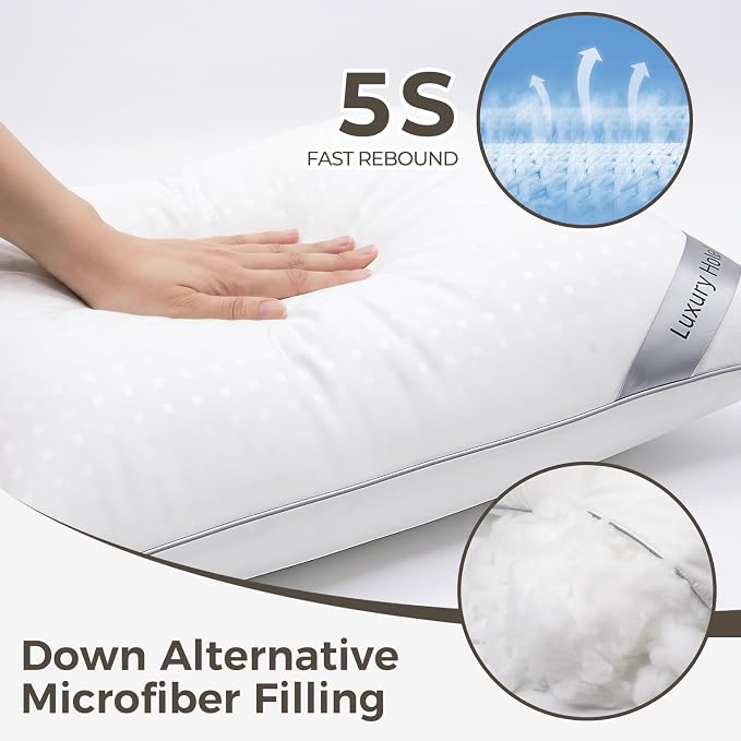 HIMOON Bed Pillows for Sleeping Set of 4,Standard Size Cooling Pillows 4 Pack,Top-end Microfiber Cover for Side Stomach Back Sleepers