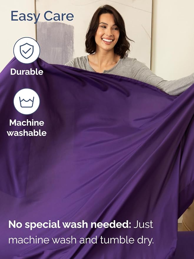 Extra Deep Split King Sheet Set - 7 Piece Breathable & Cooling - Purple | Hotel Luxury Bed Sheets Set, Easy & Secure Fit, Ultra-Soft, Wrinkle & Fade Free, Comfy Sheets Set with Extra Deep Pockets