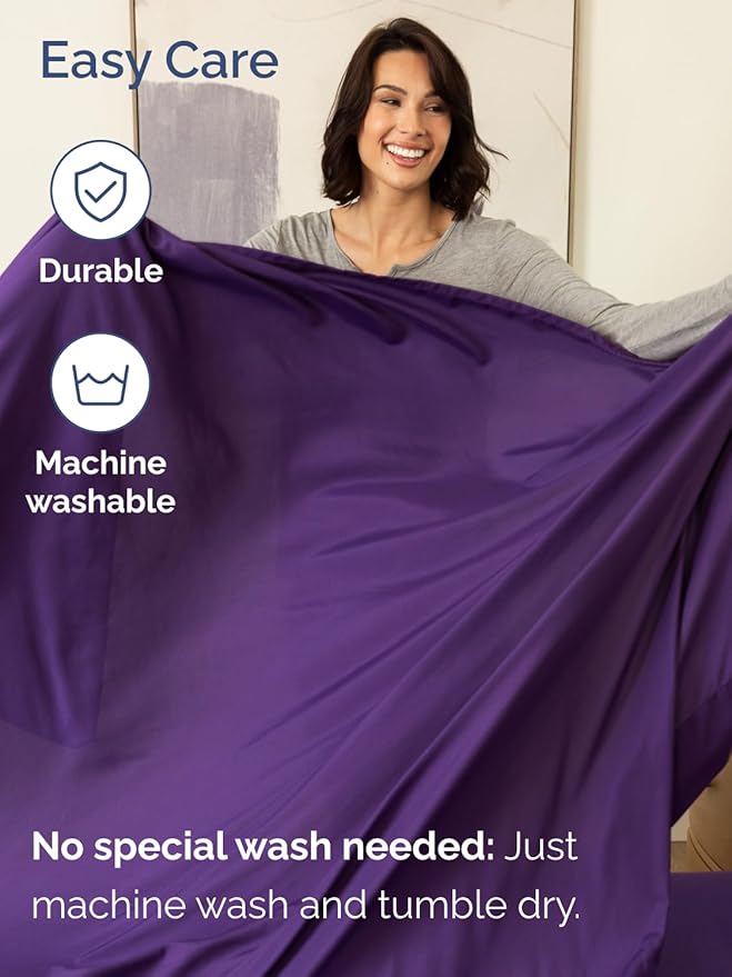Extra Deep Twin Sheet Set - 3 Piece Breathable & Cooling Sheets - Purple | Easily Fits 18 to 24 inch Mattress - Ultra Soft, Wrinkle & Fade Free with Extra Deep Pockets - Comfy Hotel Luxury Bedding