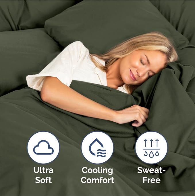 King Size 4 Piece Sheet Set - Ultra Soft & Cooling Sheets - Dark Olive Grey | Fits 8 Inch to 16 inch Mattress, Wrinkle Free & Fade Resistant with Deep Pockets, Breathable, Comfy Hotel Luxury Bedding