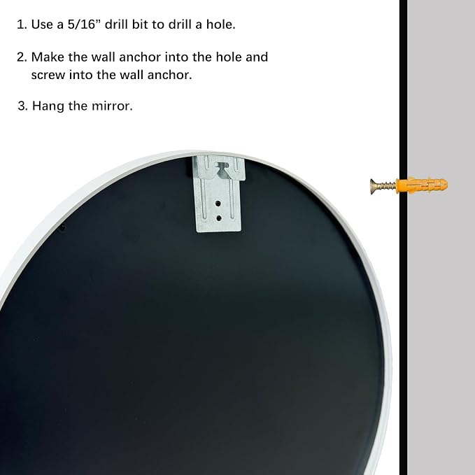 Round Mirror 38 inch, White Circle Mirror, Matte White Metal Frame | Matte White Metal Frame, High Definition, Waterproof, Easy Installation, Suitable for Dressing Room, Cloakroom, Bedroom,