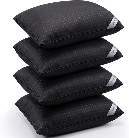 King Size Bed Pillows for Sleeping Set of 4,4 Pack Great Support Luxury Hotel Pillows for Side,Stomach and Back Sleepers(Black,4-Pack)