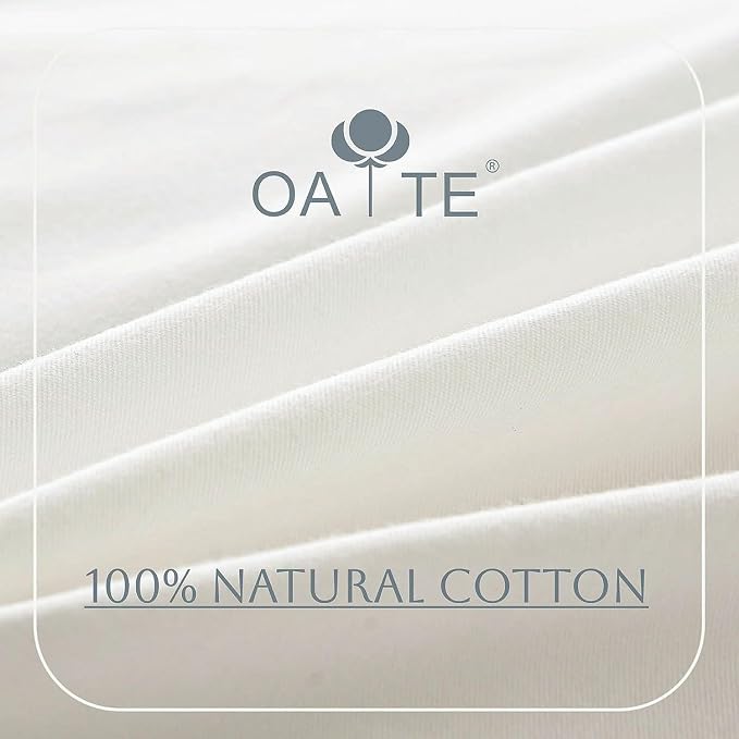 OAITE Duvet Cover Set 100% Washed Cotton Solid 3pcs | Soft,Durable,Long-staple Cotton,Hidden Zipper with 8 Interior Corner Ties,2 Pillowcases