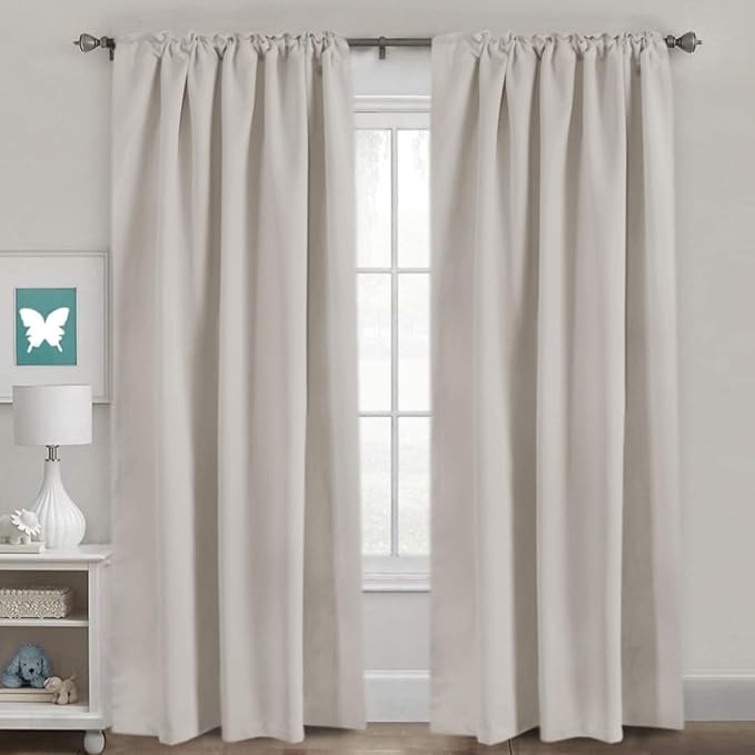H.VERSAILTEX Blackout Curtains Thermal Insulated Window Treatment Panels Room Darkening Blackout Drapes for Living Room Back Tab/Rod Pocket Bedroom Draperies, 52 x 96 Inch, Stone, 2 Panels