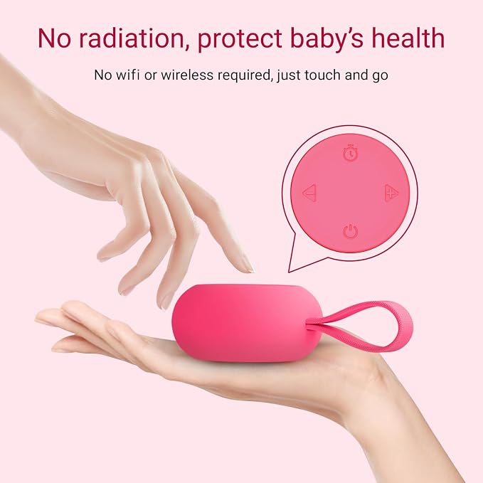 Portable Baby Sound Machine & Essentials for Babies & Kids-Rose | White Noise Machine[Timer Function][20 Soothing Sounds][15 Hours Battery Life]Travel,Registry,Gifts,Clips on Baby Stroller
