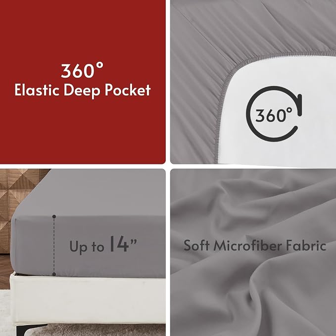 5 Pieces Twin Comforter Set, Reversible Bed in a Bag Twin Size, All Season Bedding Set with Comforter, Flat Sheet, Fitted Sheet, Pillowcases & Shams, Black & Soot