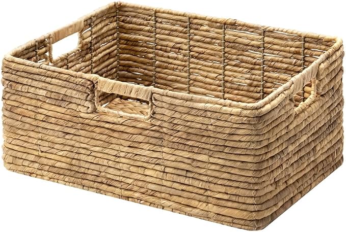 StorageWorks Extra Large Wicker Baskets for Storage, Water Hyacinth, 1-Pack | Wicker Storage Baskets for Shelves, Large Storage Baskets, Pantry Organizers and Storage, Decorative Baskets,16½" x 13" x 7½"