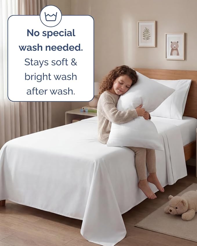 Twin 4 Piece Bed Sheet Set - Comfy, Breathable & Cooling Sheets - White | Ultra Soft Hotel Luxury Bedding Set with 8-16 Inch Deep Pockets, 1 Flat & 1 Fitted Sheet & 2 Pillowcases, Wrinkle & Fade Free