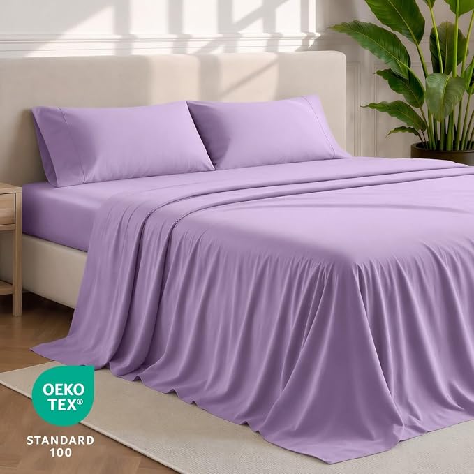 Bare Home Twin Sheet Set - 1800 Ultra-Soft (Twin, Lavender) | Deep Pockets 6 to 15 Inches, Breathable, Hypoallergenic, Hotel Luxury, Easy Fit, Soft, All-Season
