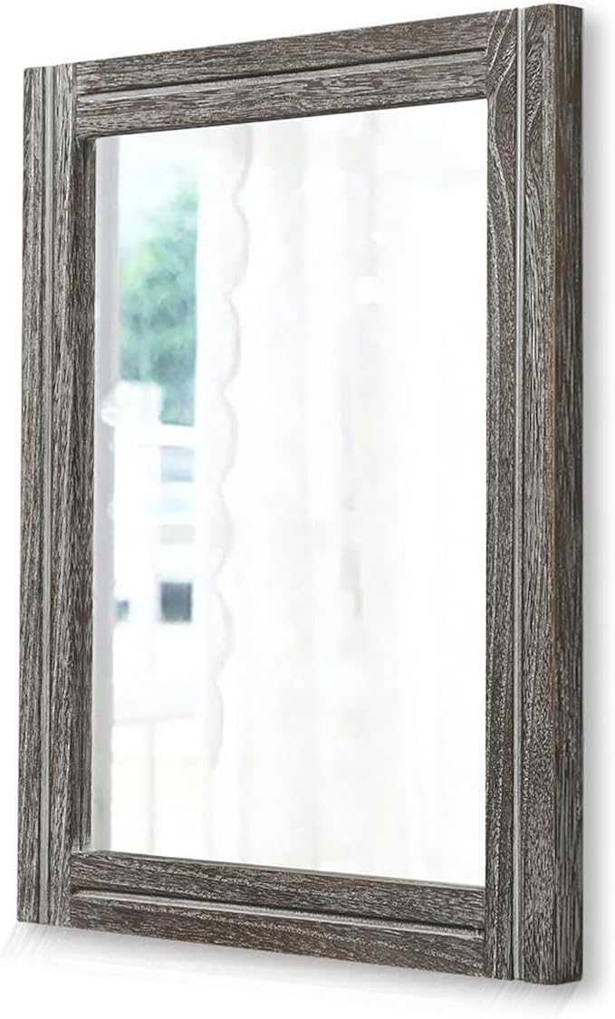 AAZZKANG Mirrors for Wall Rustic Wooden Framed Rectangular 16"x12" | Decorative Hanging Mirrors for Bedroom Bathroom Living Room Entryway Small