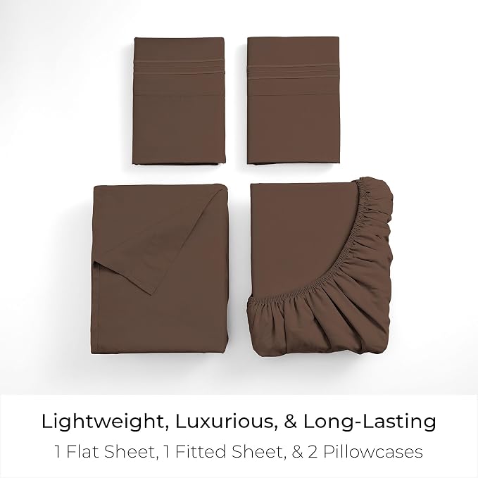 Mellanni Iconic 4-Piece, Ultra Soft Sheet Set (Queen, Brown) | 10M+ Sleepers. Lab-tested: Sleeps Cool, Stays Bright, Strong, Smooth. Good Housekeeping Best Bedding, 7 yrs running.