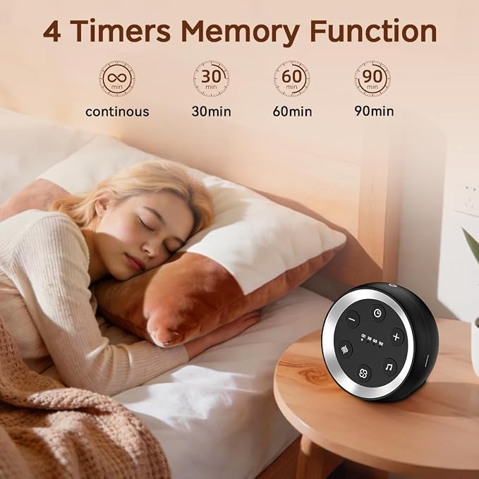 Portable Sound Machine White Noise Machine for Baby Kids Adults Sleeping with 32 Soothing Sounds 32 Volume Levels Brown Noise Machine with 4 Timer Memory Funtion for Travel Office Privacy