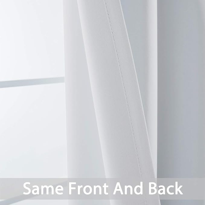 Yakamok Room Darkening Curtains 62x84 inch Greyish White-Living Room | 2 panels,grommet blackout window treatment,thermal insulated,light blocking drapes,privacy protection,bedroom dining room