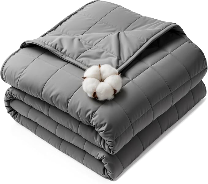 HCOIW Weighted Blanket for Adults 15 LB 60” x 80” Queen Size Heavy Blanket | Weighted blanket featuring premium glass bead fill, balanced grid stitching, airy cotton, cool touch & deep sleep support