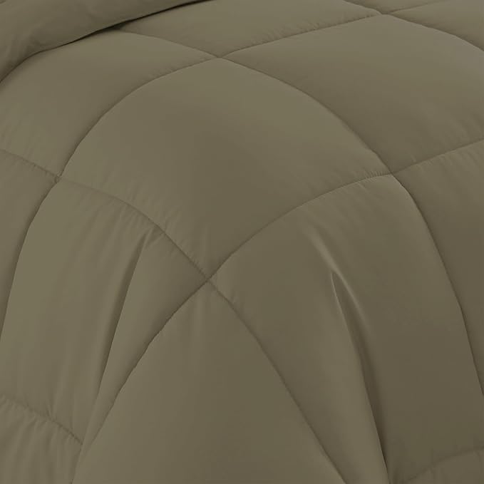 Sweet Home Collection 5 Piece Comforter Set Bag Solid Color All Season Soft Down Alternative Blanket & Luxurious Microfiber Bed Sheets, Sage, Twin