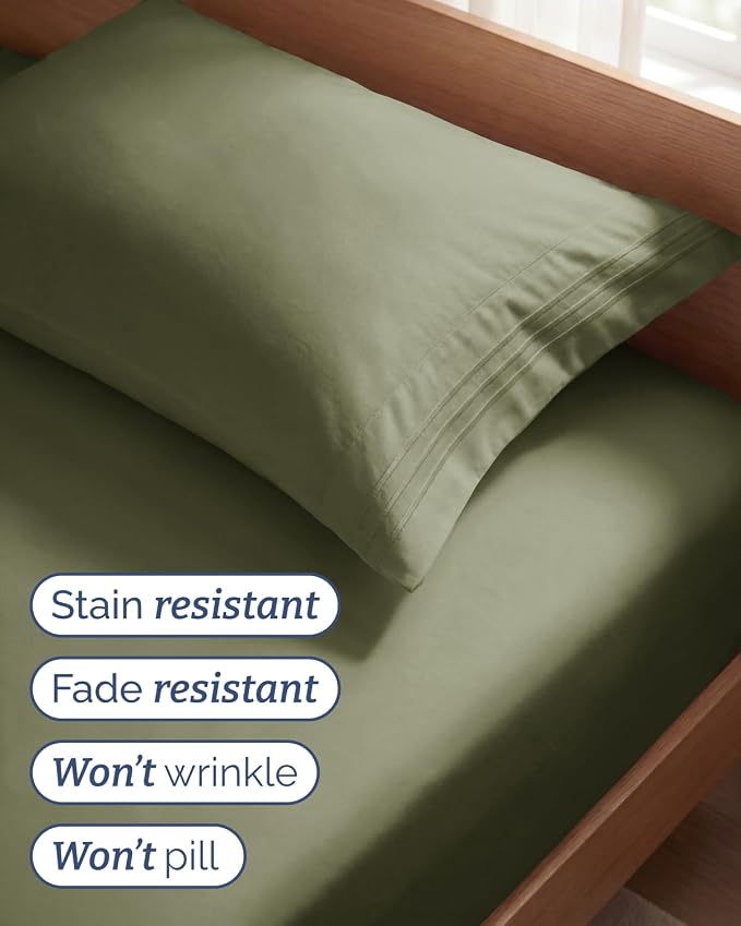 Twin Size 3 Piece Sheet Set - Breathable & Cooling Sheets - Sage Green | Hotel Luxury Bed Sheets for Women & Men, Deep Pockets, Easy-Fit, Extra Soft and Wrinkle Free Sheets, Oeko-Tex Bed Sheet Set