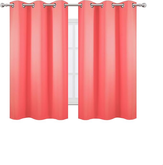 Blackout Curtains 38 x 54 inch/Coral Curtains Set of 2 Panels/Thermal Insulated Room Darkening Bedroom Curtains