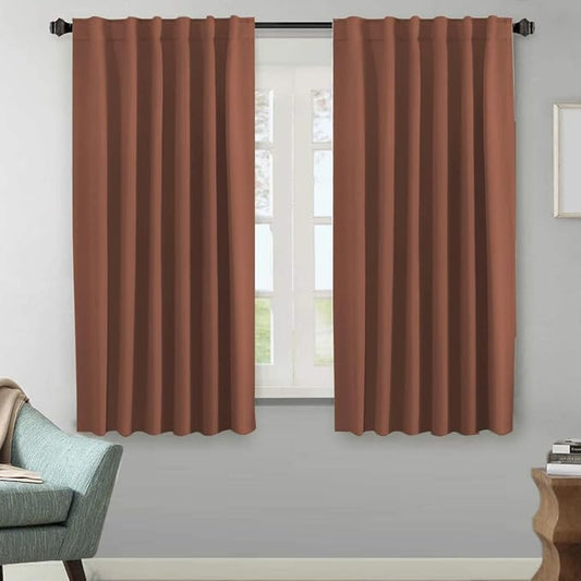 H.VERSAILTEX Blackout Curtains Thermal Insulated Window Treatment Panels Room Darkening Curtains for Bedroom Back Tab/Rod Pocket Small Window Curtains (2 Panels, Washed Spice, 52 x 63 Inch)
