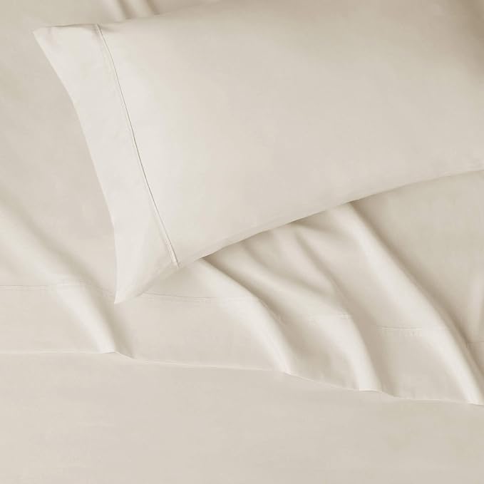 Amazon Basics Lightweight Super Soft Easy Care Comfortable Breathable Brushed Microfiber 3-Piece Bed Sheet Set with 14-Inch Deep Pockets, Wrinkle Resistant, Twin XL, Beige, Solid
