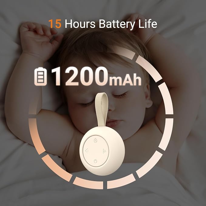 Portable Baby Sound Machine & Essentials for Babies & Kids-Putty | White Noise Machine[Timer Function][20 Soothing Sounds][15 Hours Battery Life]Travel,Registry,Gifts,Clips on Baby Stroller