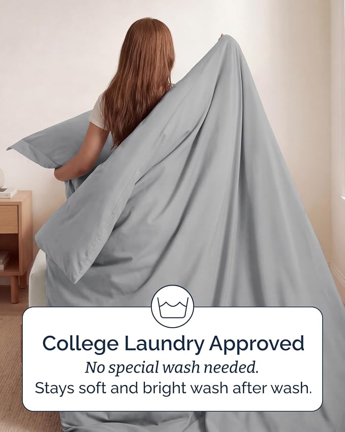 Duvet Cover Twin/Twin XL - 2 Piece with Zipper Closure - Steel Blue | Extra Soft, Breathable, Twin/Twin XL Duvet Cover 68" x 90" w/ 1 Pillow Sham, Zipper Closures & Ties, Women, Men, Kids & Teens