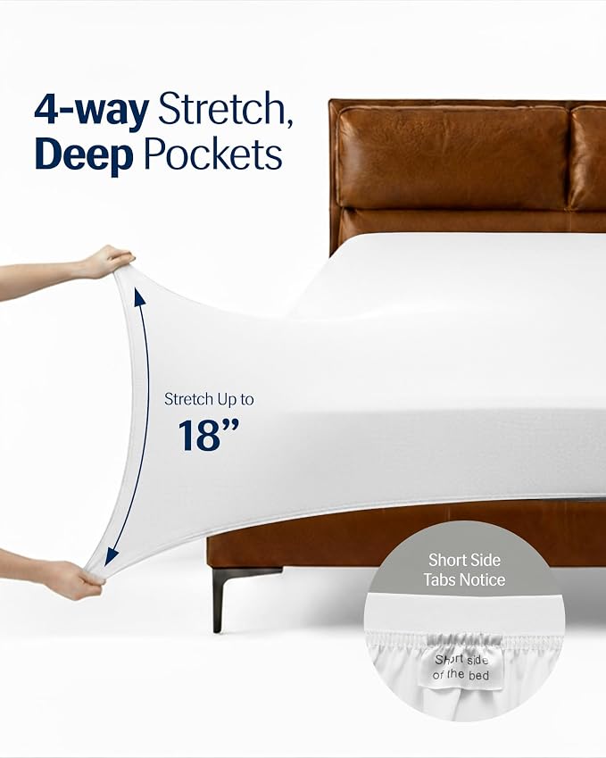 REST® Evercool® + Cooling Sheet Set for Hot Sleepers, Twin XL | Bed Sheets for Night Sweat- QMX>0.44, Ionic+ Self-Cleaning Silver Yarn for Sensitive Skin-2 Pillowcases,1 Fitted Sheet