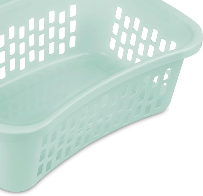 Sterilite 12 Pack HipHold Laundry Basket, Plastic Rectangle Clothes Hamper with Comfort Grip Handles & Reinforced Rim, 1.5 Bushel Capacity, Mint