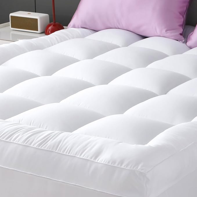 YUGYVOB California King Mattress Topper Thick, Cooling Plush Mattress Pad | Soft & Breathable Brushed Cover, Down Alternative Fill, Pillow Top Bed Topper with 8-21" Deep Pocket