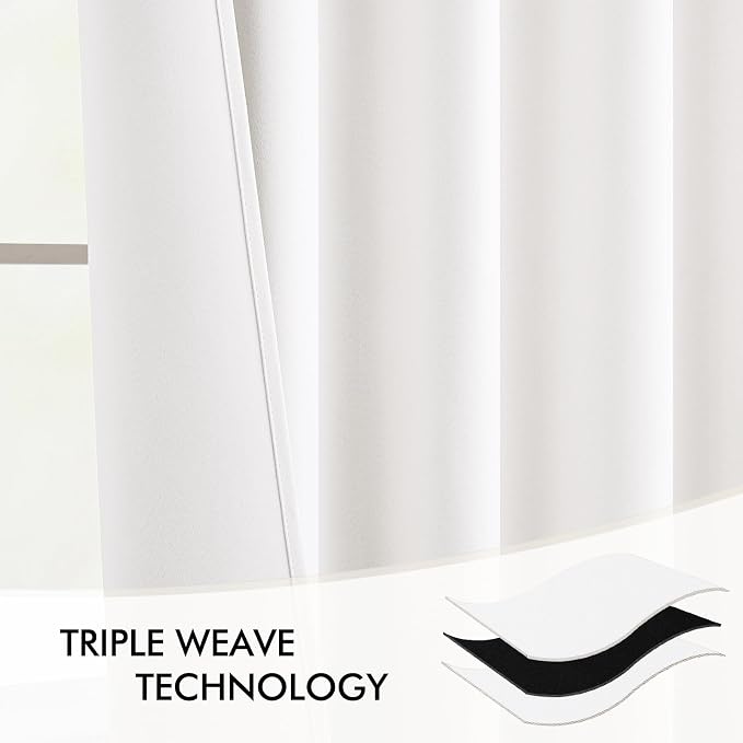 MIULEE Pure White Back Tab Blackout Curtains 52x96 Inch Long 2 Panels Set | Rod Pocket Pinch Pleated, Thermal Insulated, Bedroom Living Room Darkening Drapes, Light Blocking Floor to Ceiling Curtains