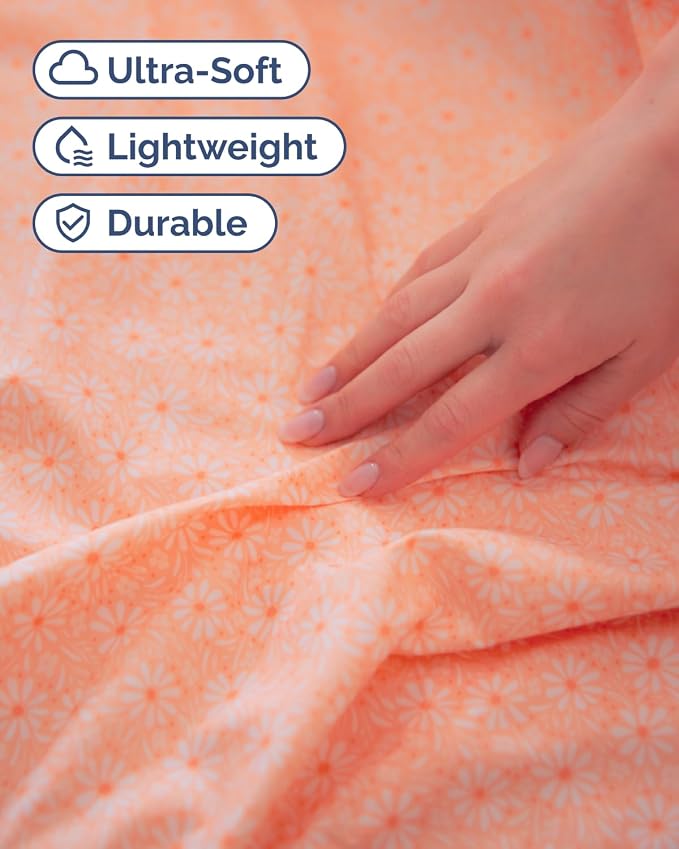 Queen 4 Piece Floral Sheet Set - Soft, Breathable & Cooling - Blush Daisies | 1 Flat, 1 Fitted & 2 Pillowcases w/ Deep Pockets, Boho Botanical Floral Bedding, Breathable & Cooling, Wrinkle & Fade Free