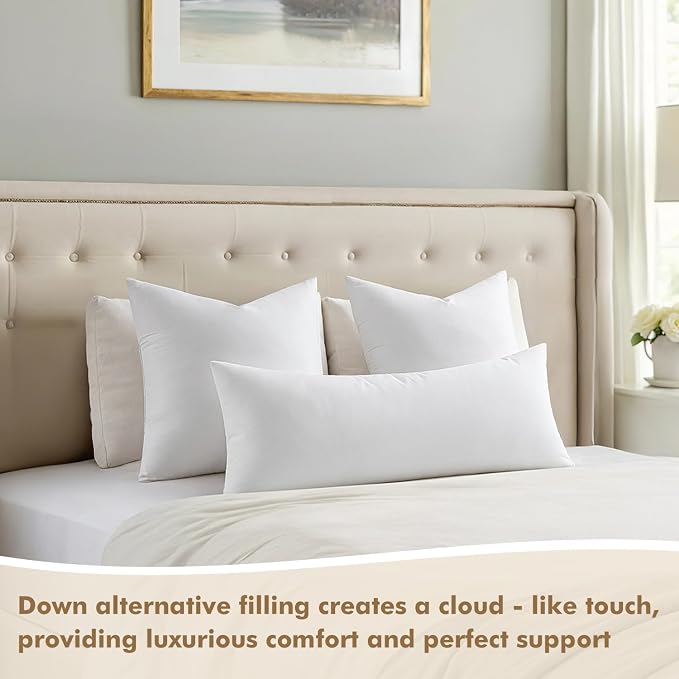 MIULEE 14x36 Inch Synthetic Down Alternative Lumbar Pillow Insert | Decorative Throw Pillow 14 x 36 Inch Body Bed Sleeping Ultra Soft Fluffy Form for Sofa Couch Bed