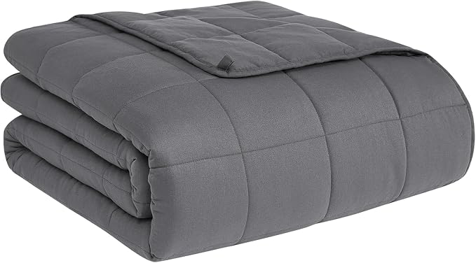 CuteKing Weighted Blanket (10lbs, 50"x60", Grey) Heavy Blanket for 90-100lbs, Weighted Blanket for Cooling & Heating with Premium Glass Beads, Soft Thick Blanket All-Season