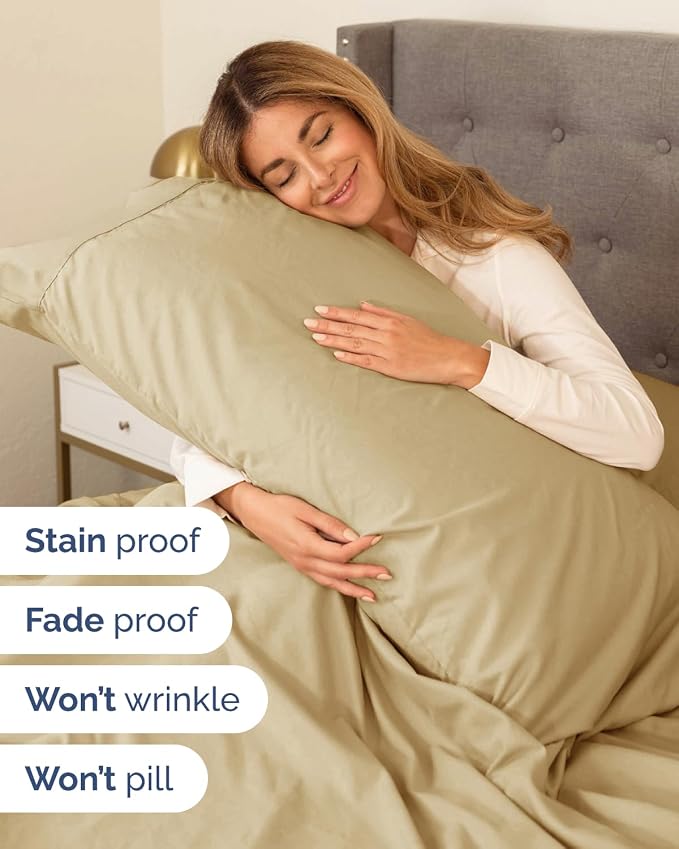 Flex Top Split Head King Sheet Set - 4 Piece Extra Deep Sheets - Beige | Easily Fits 18 to 24 inch Mattress, Ultra Soft, Wrinkle & Fade Free with Extra Deep Pockets, Comfy Hotel Luxury Bedding