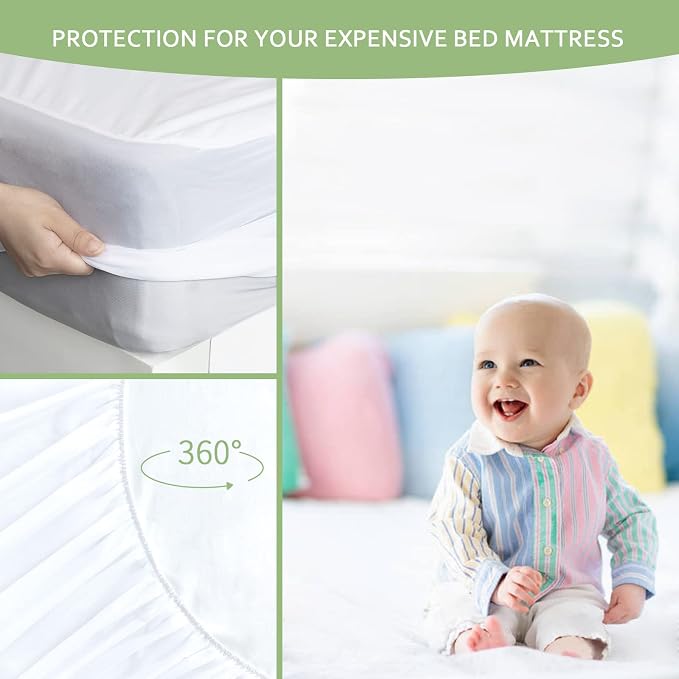 Waterproof Mattress Protector Twin Size, Skin Friendly and Breathable Twin Mattress Cover for Kids, Viscose Jersey Mattress Pad with 14" Deep Pocket,2 Pack | Skin Friendly and Breathable, Viscose Jersey, 14" Deep Pocket