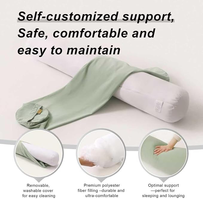 Body Pillow for Adults,Long Round Pillow,Big Cylindrical Pillow,Large Full Bolster Pillows for Side Sleepers (Celadon Green, 59"*7.87")