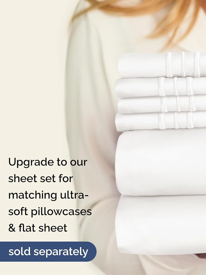Extra Deep Twin Fitted Sheet - Single Fitted Sheet Only - Antique White | Easily Fits 18 inch to 24 inch Mattress, Soft, Wrinkle Free, Breathable & Comfy, Extra Deep Pockets Hotel Luxury Fitted Sheet