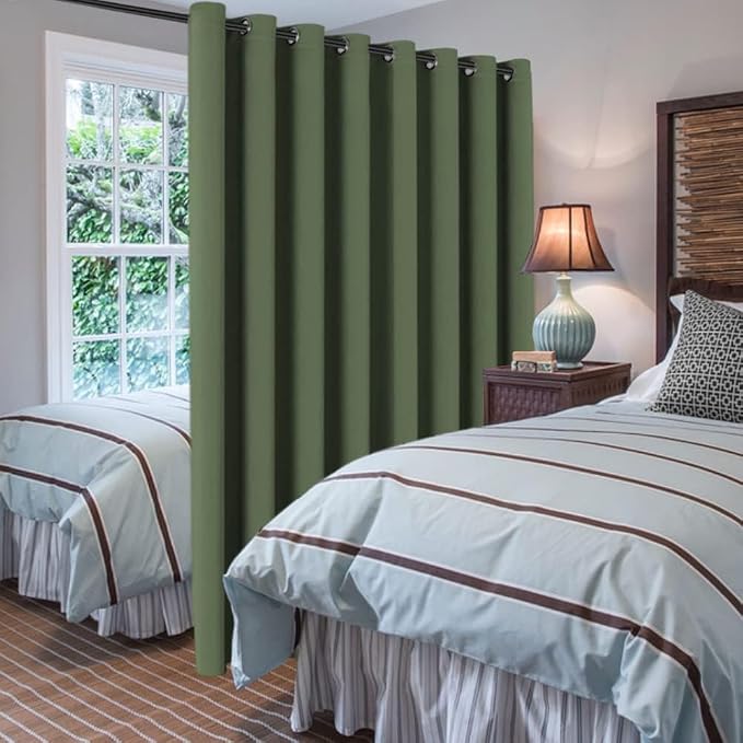 H.VERSAILTEX Blackout Patio Curtains 100 x 102 Inches for Sliding Door Extral Wide Blackout Curtain Panels Thermal Insulated Room Divider - Grommet Top, 8.5' Tall by 8.3' Wide - Bronze Green