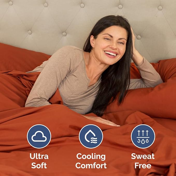 Short Queen Size 4 Piece Bed Sheet Set - RV Short Queen Sheets - Terracotta | Ultra-Soft, Breathable & Cooling Bed Sheets Set with Deep Pockets, Hotel Luxury Bedding for Women & Men, Wrinkle & Fade Free