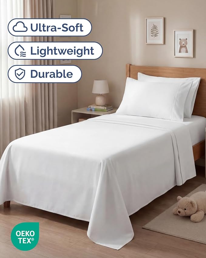 Twin 4 Piece Bed Sheet Set - Comfy, Breathable & Cooling Sheets - White | Ultra Soft Hotel Luxury Bedding Set with 8-16 Inch Deep Pockets, 1 Flat & 1 Fitted Sheet & 2 Pillowcases, Wrinkle & Fade Free