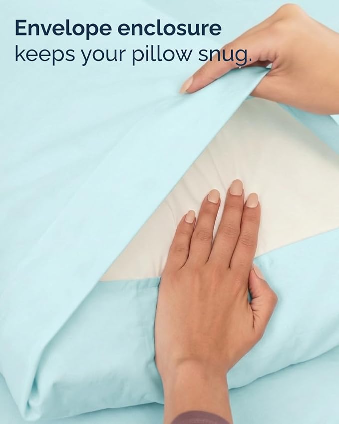 Twin XL 4 Piece Sheet Set - College Dorm Room Essentials - Spa Blue | Ultra Soft Dorm Bedding Set, 8" to 16" Inch Deep Pockets, 1 Flat & 1 Fitted Sheet & 2 Pillowcases, Wrinkle & Fade Free