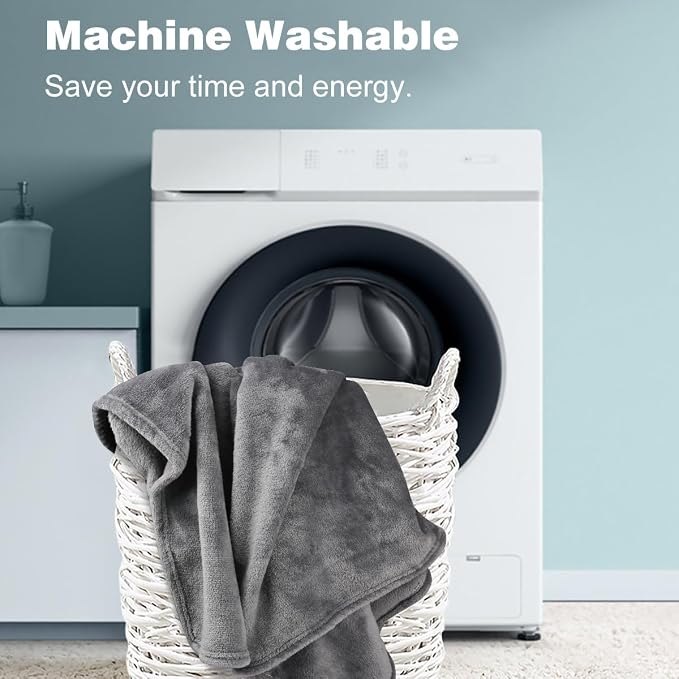 Onarway Dog Blanket Washable for Bed: 2 Packs Dog Blankets 59”x47” | Fluffy Soft Large Throw for Cat Puppy Kitten Dogs - Fleece Pet Blankets for Crate Couch Car and Indoor - Grey