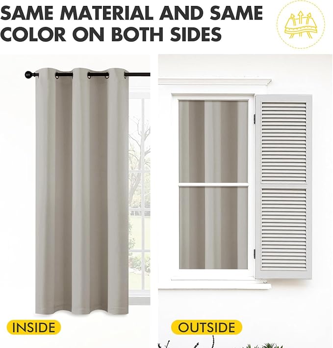 MIULEE Blackout Curtains for Bedroom 2 Panels 40 x 84 Inch Long Natural | Thermal Insulated, Living Room Darkening Grommet Drapes, Noise Reducing, Light Blocking Window Treatments