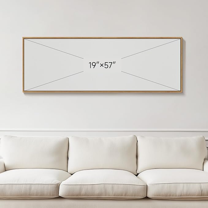 Large Framed Neutral Black Brown Abstract Wall Art for Living Room, 20x60 | Minimalist line artwork, Canvas prints, Wood frame, Long horizontal modern picture, Wall decor for bedroom dining room office