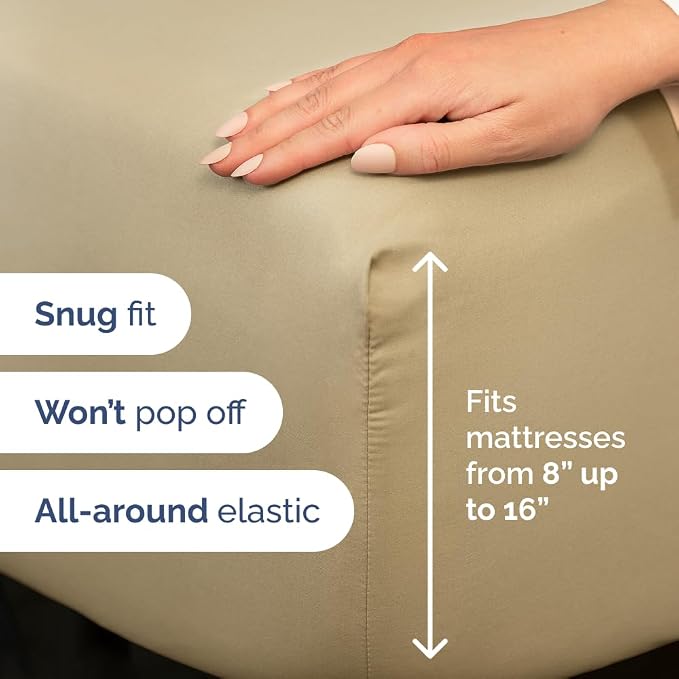 King Size 4 Piece Sheet Set - Comfy Breathable & Cooling Sheets - Beige | Hotel Luxury Bed Sheets for Women & Men, Deep Pockets, Easy-Fit, Extra Soft and Wrinkle Free Sheets, Oeko-Tex Bed Sheet Set