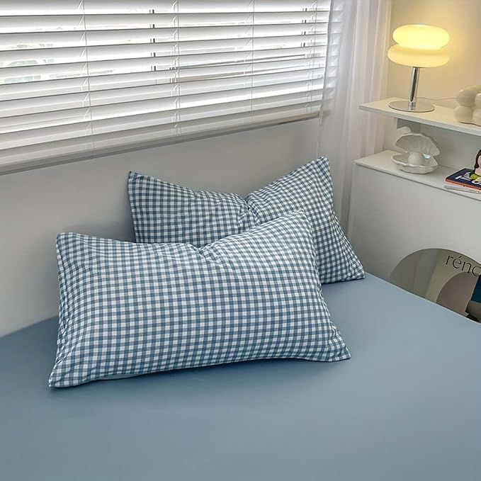 Nayoroom Blue Gingham Duvet Cover Set King Plaid Checkered Bedding | Reversible, Modern Coastal, Dorm Bedding, Soft Breathable Washed Microfiber, All-Season Comfort, Hidden Zipper, 4 Corner Ties